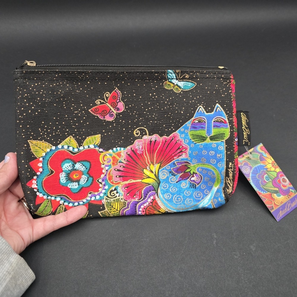 Laurel Burch Feline Cats Minis Cosmetic Bag NEW with Tag - Picture 2 of 8